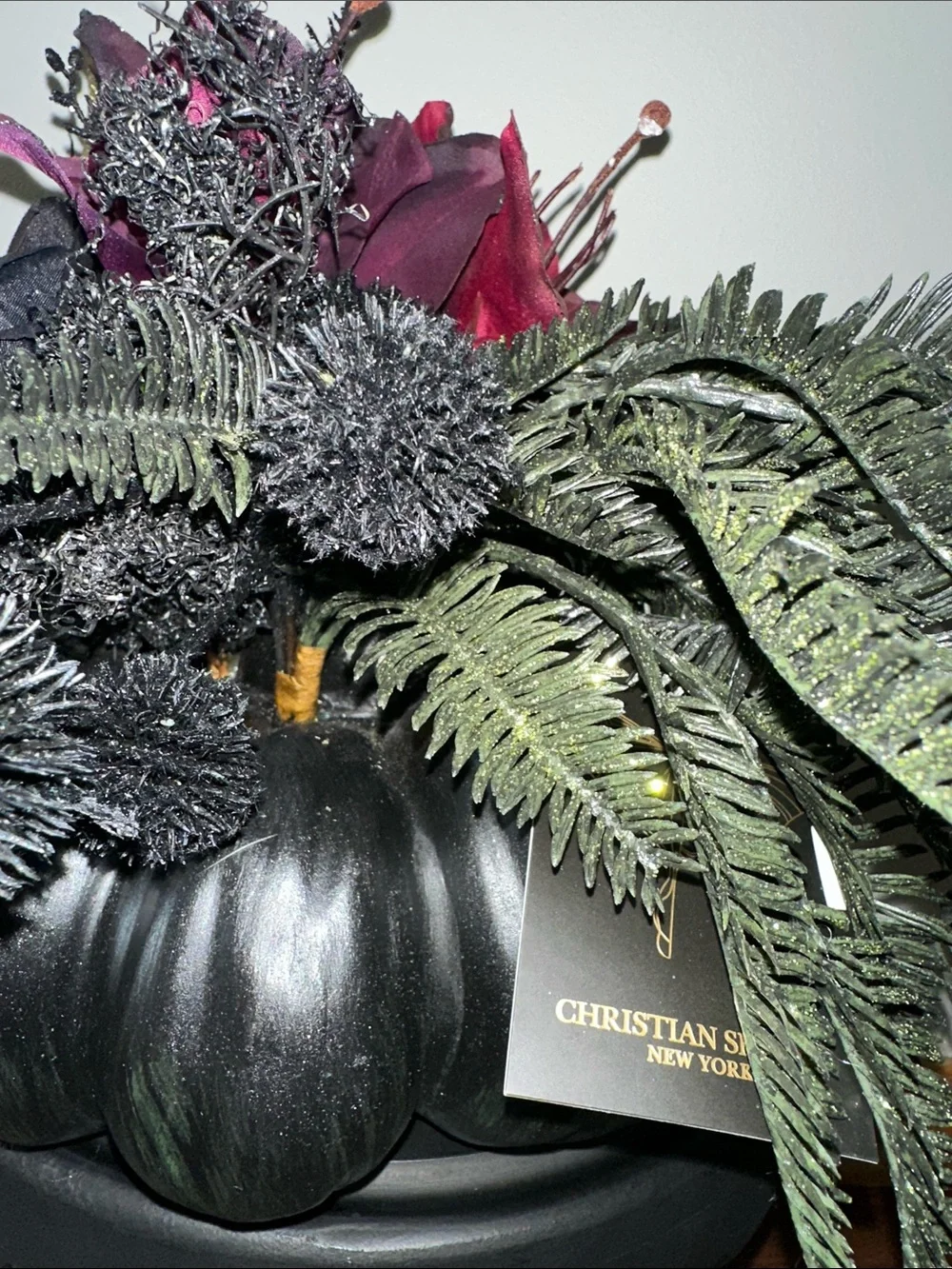 Halloween Black Decorative Pumpkin toad with butterfly Floral Arrangement